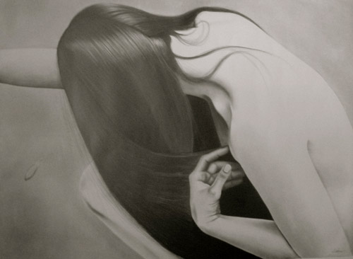 TIME TRAVEL WITHOUT WINGS - graphite on paper artwork by Sherrie Pettigrew