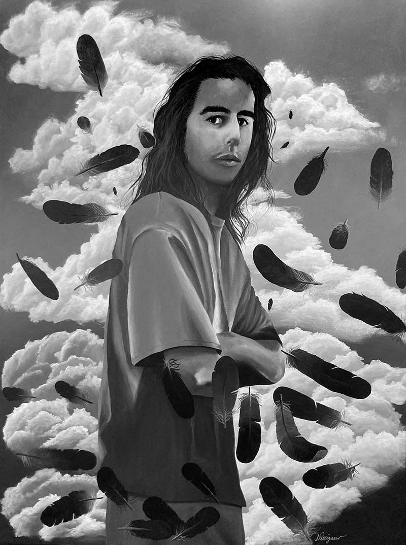 Black and white painting of Seth