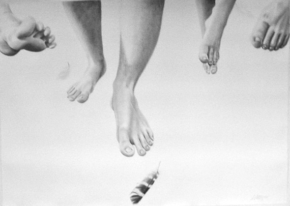 Late For The Sky - graphite on paper artwork by Sherrie Pettigrew