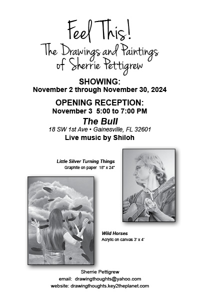 Sherrie Pettigrew art showing at the Bull